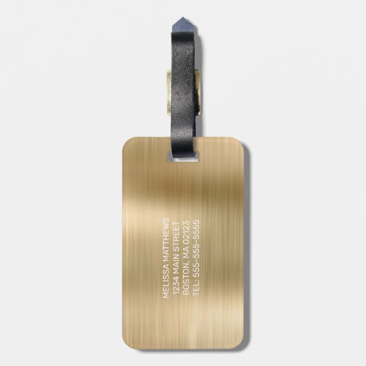 Étiquette À Bagage Chic Parties scintillant à goutte d'or brosse Mono (Dos Vertical)