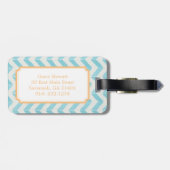 Étiquette À Bagage Chic Pastel turquoise Chevron Custom Monogramme (Dos horizontal)