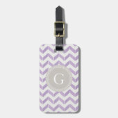 Étiquette À Bagage Chic Pastel violet gris Chevron Custom Monogramme (Devant Vertical)