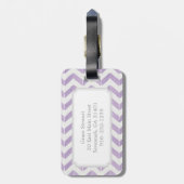 Étiquette À Bagage Chic Pastel violet gris Chevron Custom Monogramme (Dos Vertical)