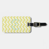 Étiquette À Bagage Chic Pastel Yellow Teal Chevron Custom (Devant horizontal)