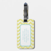 Étiquette À Bagage Chic Pastel Yellow Teal Chevron Custom (Dos Vertical)