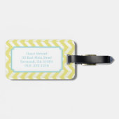 Étiquette À Bagage Chic Pastel Yellow Teal Chevron Custom (Dos horizontal)