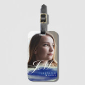 Étiquette À Bagage Chic Personnalisé Torquoise Bleu Abstrait Photo Mo (Devant Vertical)