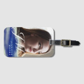 Étiquette À Bagage Chic Personnalisé Torquoise Bleu Abstrait Photo Mo (Devant Horizontal)