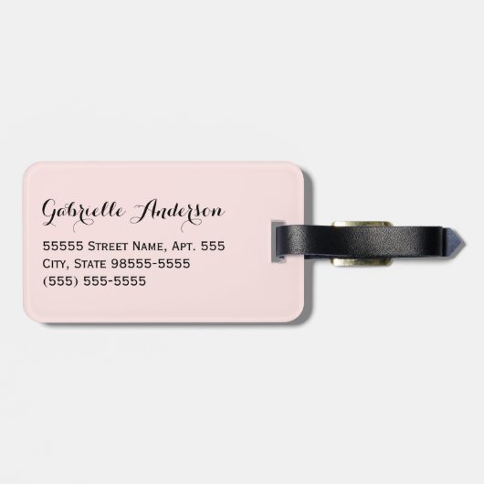 Étiquette À Bagage Chic Pois rose noir Bow et nom (Dos horizontal)