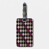 Étiquette À Bagage Chic rose diamants or Monogramme (Dos Vertical)