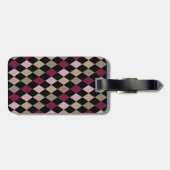 Étiquette À Bagage Chic rose diamants or Monogramme (Dos horizontal)