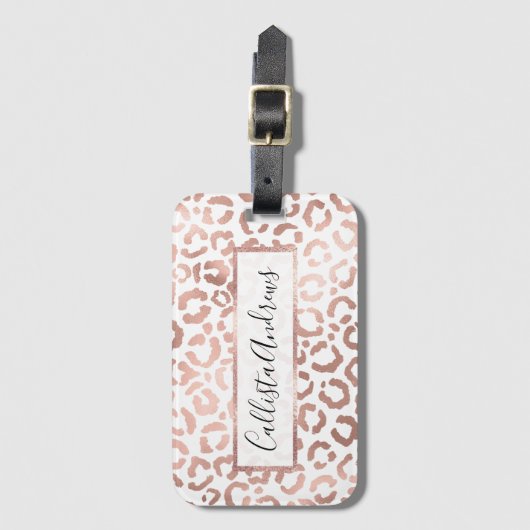Étiquette À Bagage Chic Rose Gold Leopard Cheetah Poster de animal (Devant Vertical)