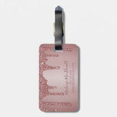 Étiquette À Bagage Chic Rose Parties scintillant or Monogramme (Dos Vertical)