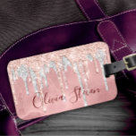 Étiquette À Bagage Chic rose rousse argent goutte à goutte monogramme<br><div class="desc">Chic rose blush hologramme tag bagages monogramme. Magnifique, moderne et cool pour le brancheur tendance et amateur d'art. Ce design élégant et sophistiqué conviendra aux filles qui aiment les designs brillants et classe. Montrez votre style personnel, regardez à la mode, branché et sentez élégant avec un design unique sur une...</div>