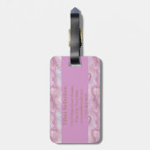 Étiquette À Bagage Chic rose violet or Agate Géode Monogramme (Dos Vertical)