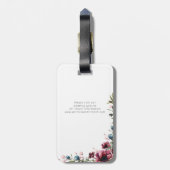 Étiquette À Bagage Chic Rustique Fleurs Bourgogne Save The Date (Dos Vertical)