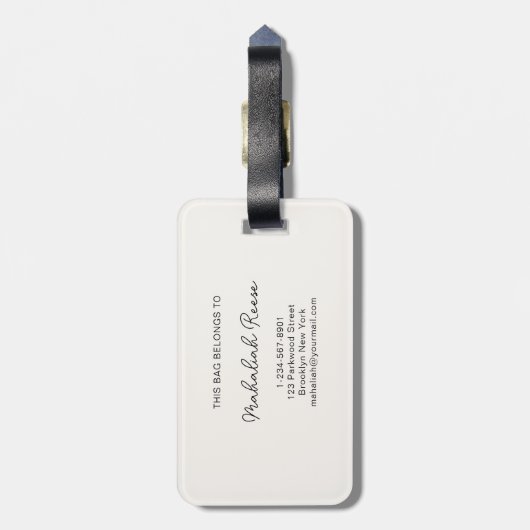 Étiquette À Bagage Chic Sage Green Script Monogramme (Dos Vertical)