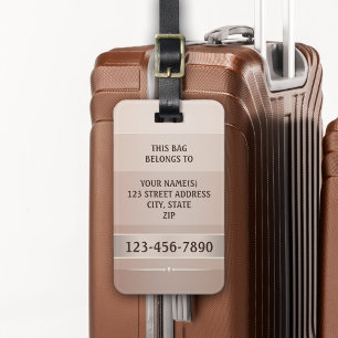 Étiquette À Bagage Chic Sandy Chocolate Stripe Luggage Tag