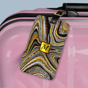 Étiquette À Bagage Chic Sparkle Parties scintillant marbre art gris o