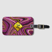 Étiquette À Bagage Chic Sparkle Parties scintillant marbre art rose o (Devant Horizontal)