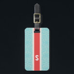 Étiquette À Bagage Chic turquoise abstrait motif géométrique monogram<br><div class="desc">Design chic, moderne et élégant design décoratif bleu turquoise géométrique abstrait design, le joli contemporain moderne abstrait géométrique motif en bleu turquoise et rouge rayé donnent à ce design épuré audacieux un look contemporain et classique. Cadeaux uniques cool pour elle. Personnalisez le monogramme personnalisé avec vos propres initiales ou nom,...</div>