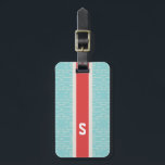 Étiquette À Bagage Chic turquoise abstrait motif géométrique monogram<br><div class="desc">Design chic, moderne et élégant design décoratif bleu turquoise géométrique abstrait design, le joli contemporain moderne abstrait géométrique motif en bleu turquoise et rouge rayé donnent à ce design épuré audacieux un look contemporain et classique. Cadeaux uniques cool pour elle. Personnalisez le monogramme personnalisé avec vos propres initiales ou nom,...</div>