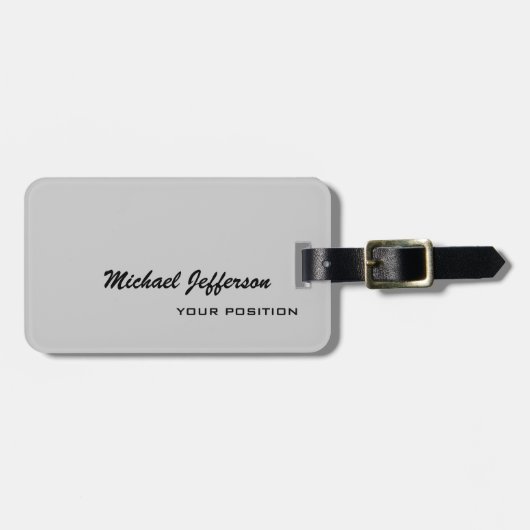 Étiquette À Bagage Chic Unique Script Gris (Devant horizontal)