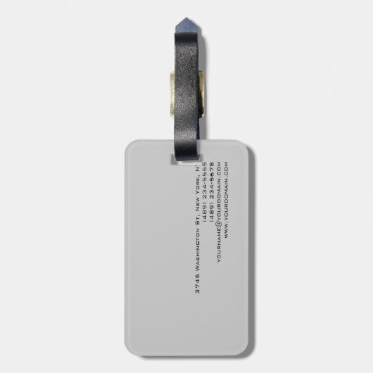 Étiquette À Bagage Chic Unique Script Gris (Dos Vertical)