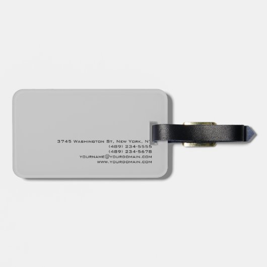 Étiquette À Bagage Chic Unique Script Gris (Dos horizontal)