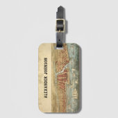 Étiquette À Bagage Chicago Antique Map, LaSalle Street et River (Devant Vertical)