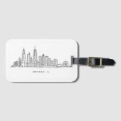 Étiquette À Bagage Chicago IL Cityscape Illustration (Devant Horizontal)