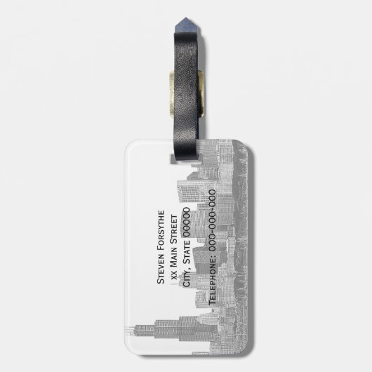 Étiquette À Bagage Chicago Skyline Etché (Dos Vertical)