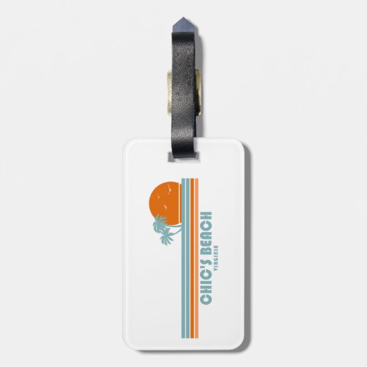 Étiquette À Bagage Chic's Beach Virginia Sun Palm Trees (Dos Vertical)