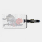Étiquette À Bagage Chien à tête rouge avec chapeau rouge et moustache (Dos horizontal)
