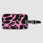 Étiquette À Bagage Chien Abstrait Pawprint rose (Devant Horizontal)
