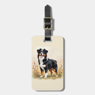 Étiquette À Bagage Chien Australien Berger Noir Tricolore Aussie