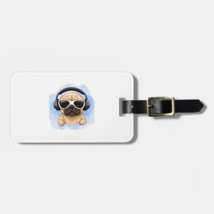 Étiquette À Bagage Chien avec casque 2