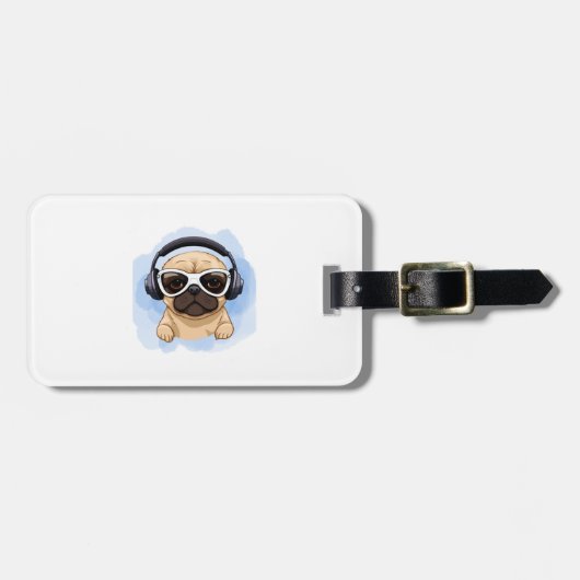 Étiquette À Bagage Chien avec casque 2 (Devant horizontal)