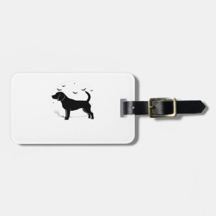 Étiquette À Bagage Chien Beagle � Silhouette de lune d'Halloween T Ov