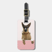 Étiquette À Bagage Chien berger allemand Pois roses (Devant Vertical)