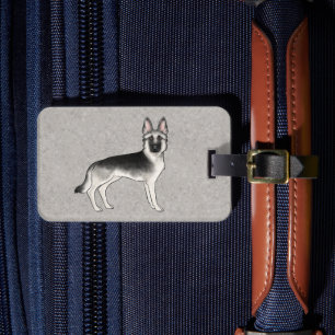 Étiquette À Bagage Chien Berger Allemand Silver Sable et texte person