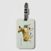 Étiquette À Bagage Chien Brindle drôle détendant avec du vin (Devant Vertical)