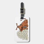 Étiquette À Bagage Chien Brown avec Pile d'os Joli animal (Devant Vertical)