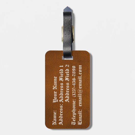 Étiquette À Bagage Chien celtique en cuir (Dos Vertical)