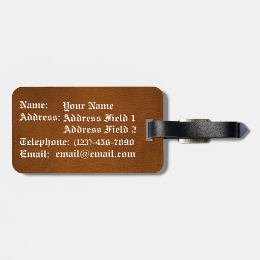 Étiquette À Bagage Chien celtique en cuir (Dos horizontal)