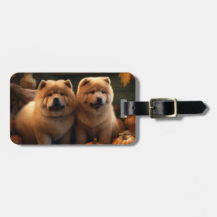 Étiquette À Bagage Chien Chow Chow Bébé Délice d'Automne Citrouille