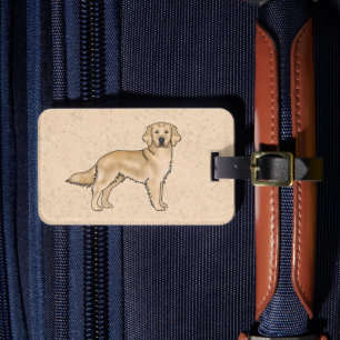 Étiquette À Bagage Chien de bande dessinée mignon Retriever Golden ja