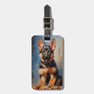 Étiquette À Bagage Chien de berger allemand chiot