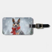 Étiquette À Bagage Chien de bétail australien à Noël de neige (Devant horizontal)