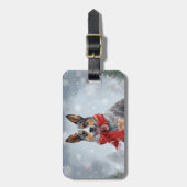 Étiquette À Bagage Chien de bétail australien à Noël de neige (Devant Vertical)