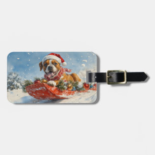 Étiquette À Bagage Chien de boxe dans la corniche laissez-le neiger N