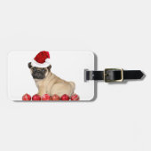 Étiquette À Bagage Chien de carlin de Noël (Devant horizontal)