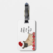 Étiquette À Bagage Chien de carlin de Noël (Dos Vertical)